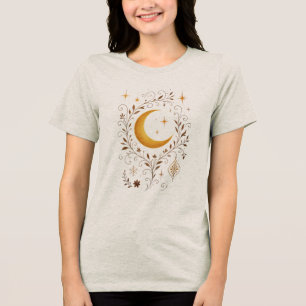 T-shirt En Tri-matière Mystique Céleste Hiver Lune Fantastique & Or