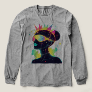 T-shirt En Tri-matière Neon Cyberpunk femme dans les lunettes futuristes