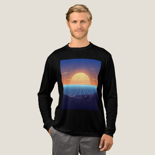 T-shirt En Tri-matière Neon Desert Sunset - Synthwave Fox Silhouette (Recto complet)