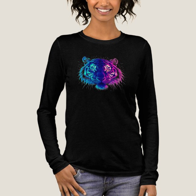 T-shirt En Tri-matière Neon White Tiger – Glowing Cyberpunk Wildlife Art (Recto)