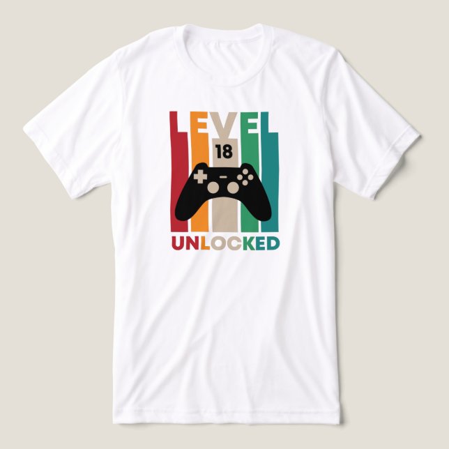 T-shirt En Tri-matière Niveau 18 Déverrouillé, 18e anniversaire Cadeau Ni (Design Recto)