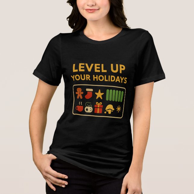T-shirt En Tri-matière Niveau up Your Holidays - Gamer Christmas Chargeme (Recto)