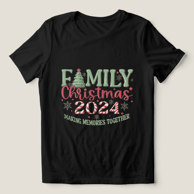 T-shirt En Tri-matière Noël de famille 2024 Noir (Design Recto)