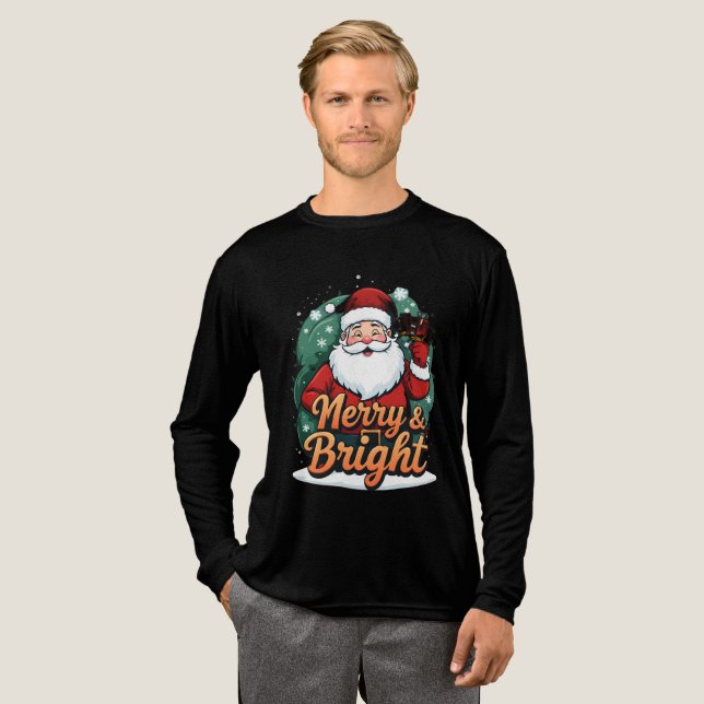 T-shirt En Tri-matière Noël - "Joyeux et brillant Père Noël" (Recto complet)