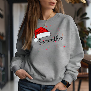 T-shirt En Tri-matière Noël Père Noël Casquette Nom personnalisé Famille 