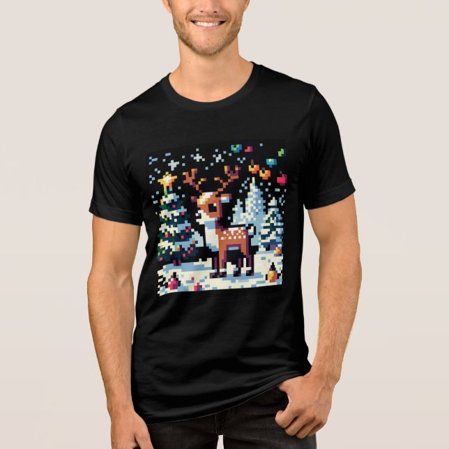 T-shirt En Tri-matière Noël Reinder Winter Wonderland Pixel Art (Recto)