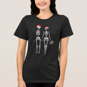 T-shirt En Tri-matière Noël Skeleton Couple Nouveautés Matching