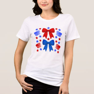 T-shirt En Tri-matière Nœud Gingham Rouge Blanc & Bleu