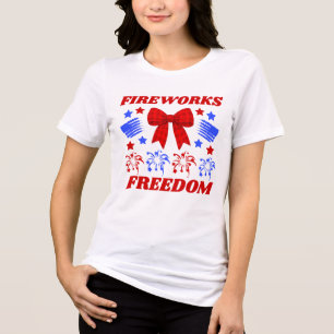 T-shirt En Tri-matière Nœud Gingham Rouge Feux d'Artifice & Liberté