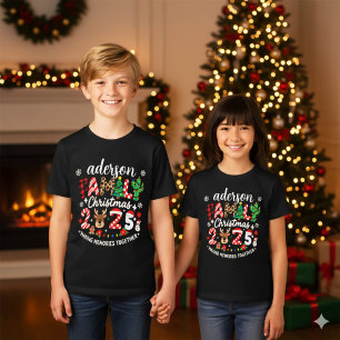 T-shirt En Tri-matière Nom de famille personnalisé Noël 2025 Fête festive