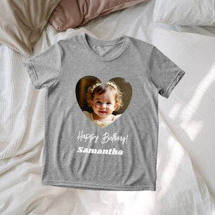 T-shirt En Tri-matière Nom du coeur photo fille d'anniversaire