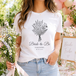 T-shirt En Tri-matière Nom et Date de la Future Mariée Fleurs Robe de Mar