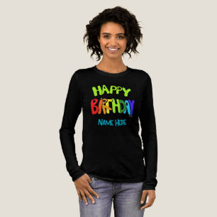 T-shirt En Tri-matière Nom personnalisé Bright and Happy Birthday