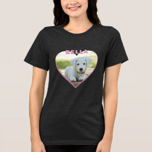 T-shirt En Tri-matière Nom photo du chien Coeur rose