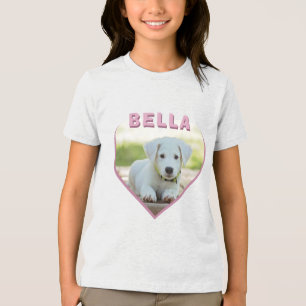 T-shirt En Tri-matière Nom photo du chien Coeur rose
