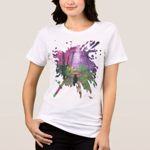 T-shirt En Tri-matière Œuvre d'art faite main - Marche solitaire 