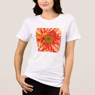 T-shirt En Tri-matière Orange géant et fleurs d'aster jaune doré
