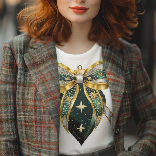 T-shirt En Tri-matière Ornement et bow en or vert et argent