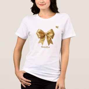 T-shirt En Tri-matière Ornement pailleté or élégant