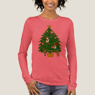 T-shirt En Tri-matière Ornements de personnage d'arbre de Noël en art clo