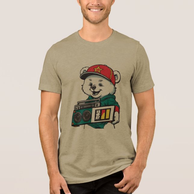 T-shirt En Tri-matière Ours cool avec T-shirt Boombox (Recto)