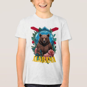 T-shirt En Tri-matière Ours noir entouré de camélia avec Alabama