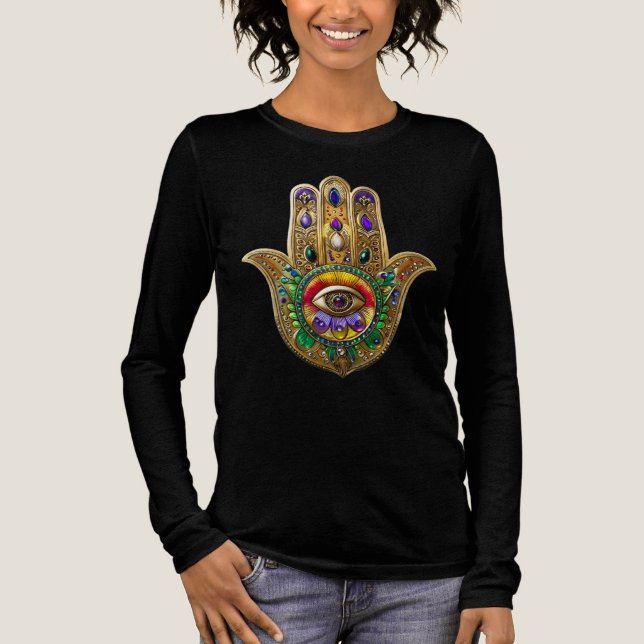 T-shirt En Tri-matière Painted Gold Hamsa Amethyst Ruby Third Eye (Recto)