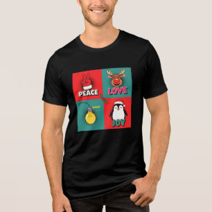 T-shirt En Tri-matière Paix Amour Joie Noël Pop Art