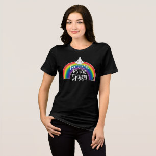 T-shirt En Tri-matière Paix Amour Yoga Intention Arc-en-ciel