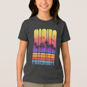 T-shirt En Tri-matière Palmiers Fille Tropicale Vacances Rétro