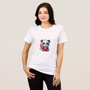 T-shirt En Tri-matière Panda mignonne embrassant un coeur