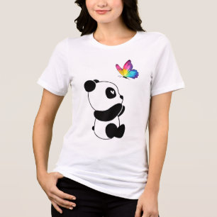 T-shirt En Tri-matière 🐼Panda Papillon Arc-en-Ciel Femme