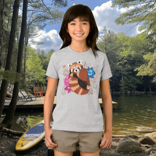 T-shirt En Tri-matière Panda Rouge Lotus Fleurs Henné