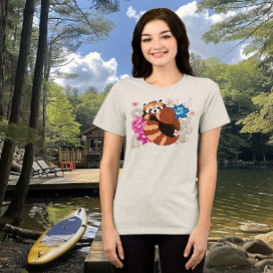 T-shirt En Tri-matière Panda Rouge Lotus Fleurs Henné