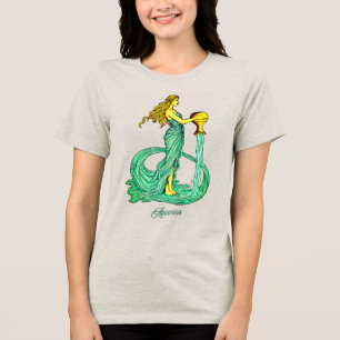 T-shirt En Tri-matière Panneau Zodiaque Aquarius, Femme avec eau