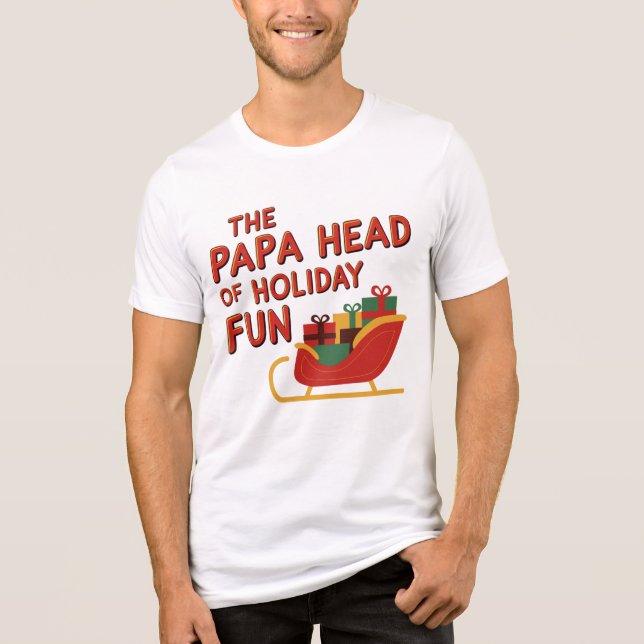 T-shirt En Tri-matière Papa Chef de Fêtes Fun Noël (Recto)