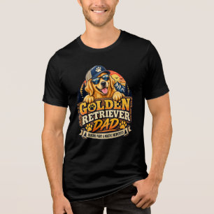 T-shirt En Tri-matière Papa Golden Retriever Rétro Vintage Coucher de Sol