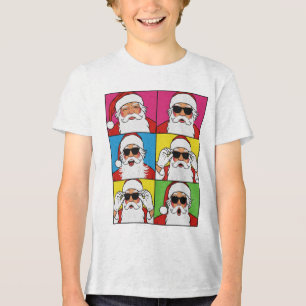 T-shirt En Tri-matière Papa Noël cool en Pop Art avec des lunettes de sol