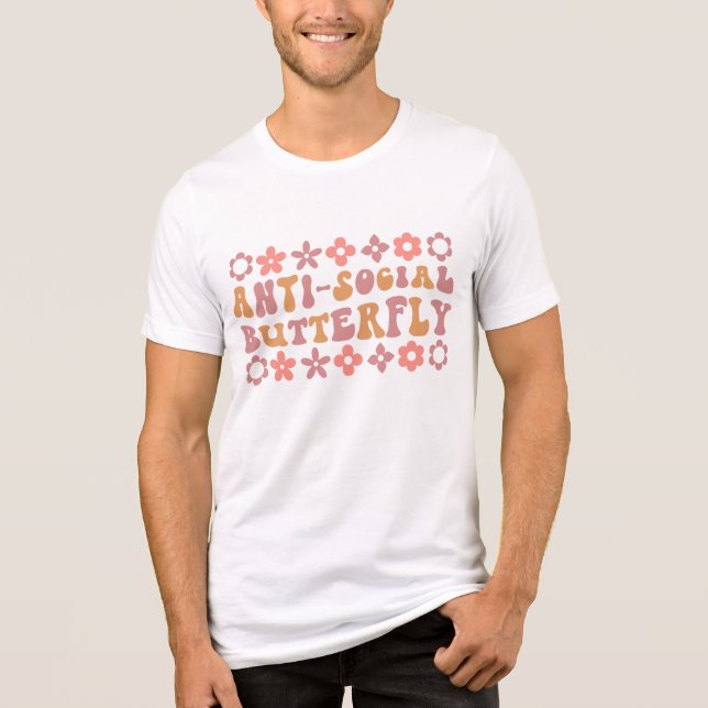 T-shirt En Tri-matière Papillon anti-social rétro Super (Recto)