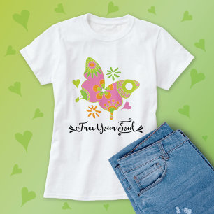 T-shirt En Tri-matière Papillon coloré Libérez votre âme Retro