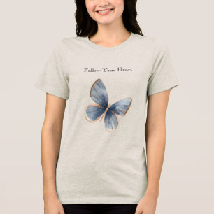 T-shirt En Tri-matière Papillon en faux jean bleu