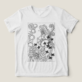 T-shirt En Tri-matière papillon et coccinelle aux fleurs