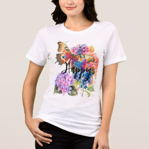T-shirt En Tri-matière Papillon Hydrangea Aquarelle personnalisée bienheu