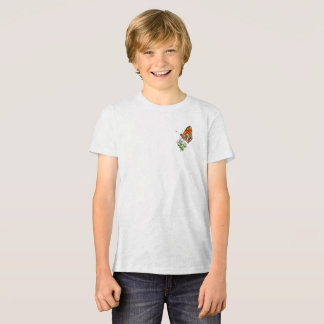 T-shirt En Tri-matière Papillon orange sur des fleurs blanches délicates