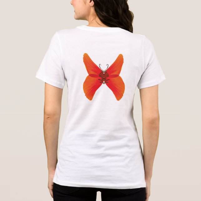 T-shirt En Tri-matière Papillon rouge orange avec votre nom (Verso)