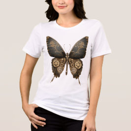 T-shirt En Tri-matière Papillon steampunk foncé avec engrenages vintages