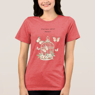 T-shirt En Tri-matière Papillons de pêche Cage Florale