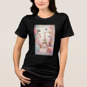 T-shirt En Tri-matière Papillons et Fleurs de la Tour Eiffel