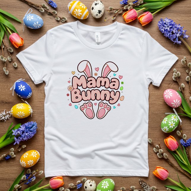 T-shirt En Tri-matière Pâques Mama Bunny avec de mignonnes oreilles et pa (Créateur téléchargé)