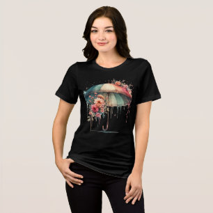 T-shirt En Tri-matière Parapluie coloré esthétique avec de belles fleurs